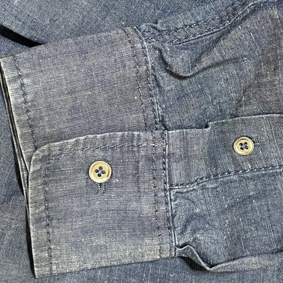 WHBM Popover Top Chambray Blue Size 12 Tunic top Long Sleeve Cotton - Picture 6 of 8